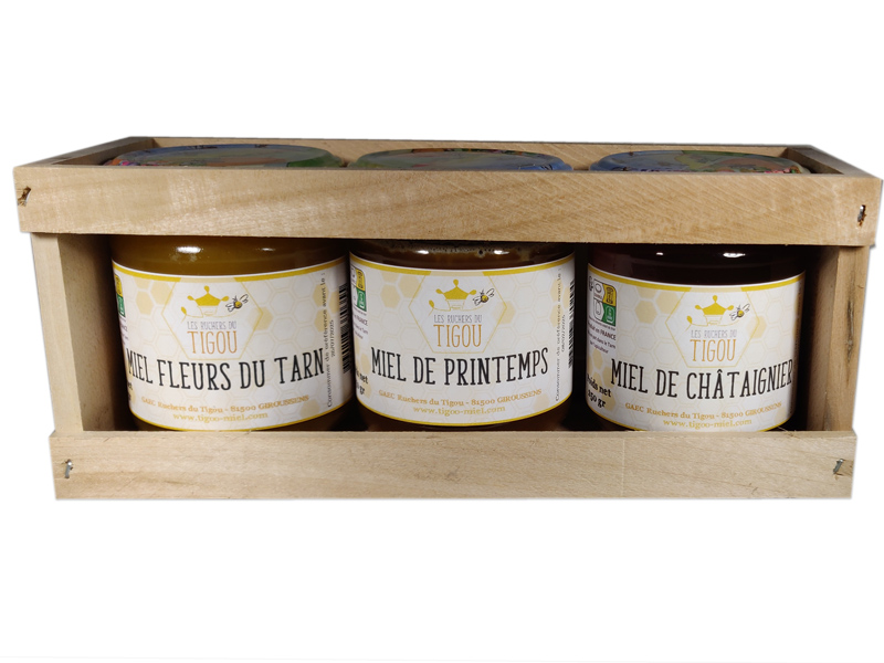 Vente directe de Coffrets de miels - Les Ruchers du Tigou